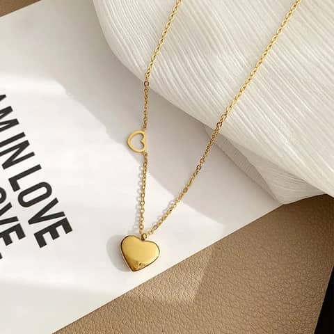 Chaine JDN21031 - Collier avec pendentif double cœur en acier inoxydab Chaine JDN21031 - Collier avec pendentif double cœur en acier inoxydab