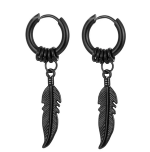 TGE204 - Boucles d'oreilles Punk en Stainless steel, unisexe en forme de feuille