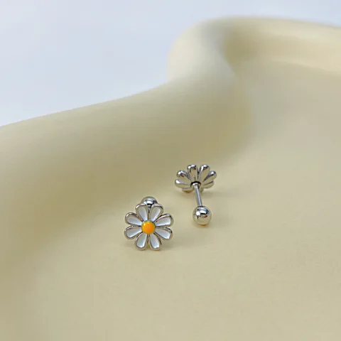 TGE333 - Boucles d'oreilles en fleur margerite