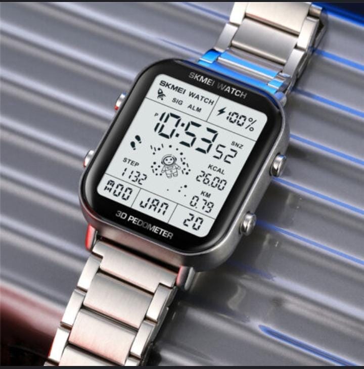 SKMEI 1888 Men's Digital Watch - Multifunctional - Waterproof 30M Running Sports pedometer - Stainless Steel