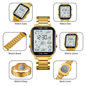 SKMEI 1888 Men's Digital Watch - Multifunctional - Waterproof 30M Running Sports pedometer - Stainless Steel