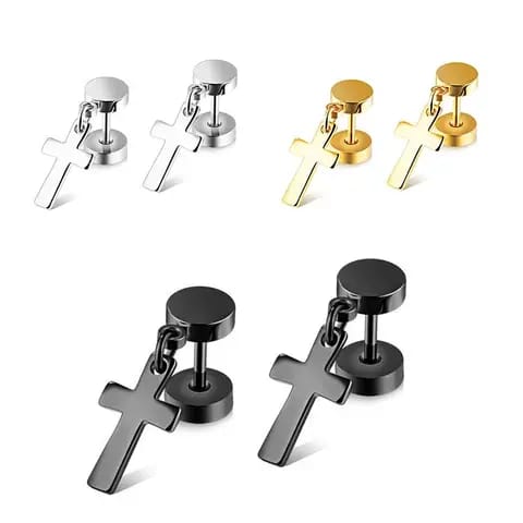 TGE - Boucles d'oreilles avec croix en Stainless steel -  unisexe