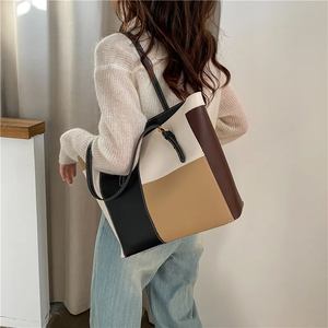 FANXI YM0365 - Sac à main en cuir pour femme, grande capacité, fermeture a glissière