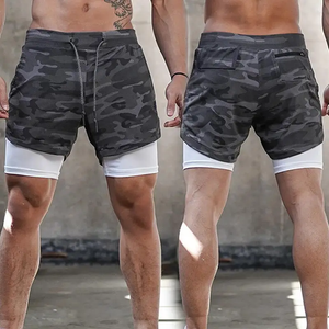 VE-TD-056 -  Sport Shorts pour homme à 2 etages 2 In 1, Fitness Training Jogging