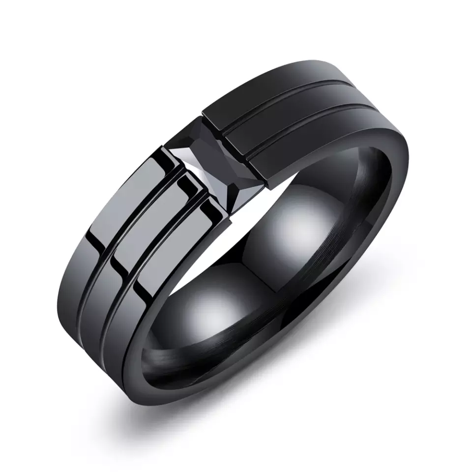 Bague tgr039 noir, modèle spécial, Stainless Steel