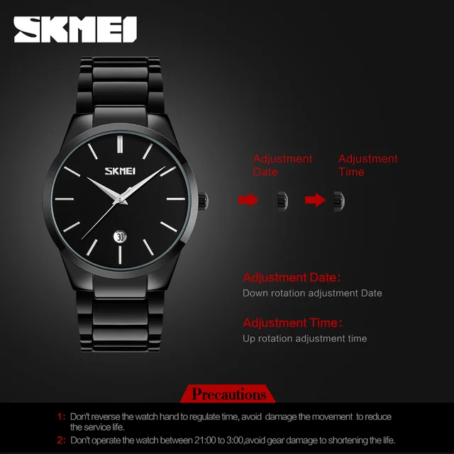 9140 SKMEI - montre à quartz de marque pour hommes, Stainless steel, waterproof