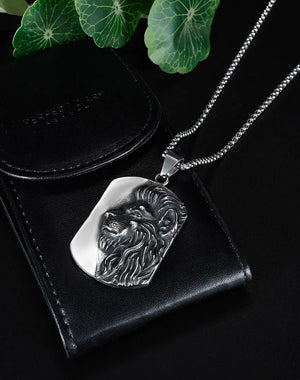 Chaine tgn547 plaque lion - Stainless Steel pour homme