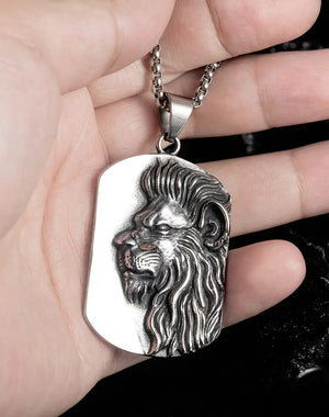 Chaine tgn547 plaque lion - Stainless Steel pour homme