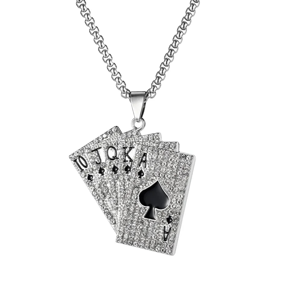 Chaine carte TGN618, Pendantif carte(poker) - Stainless Steel pour homme