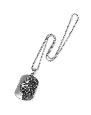 Chaine tgn547 plaque lion - Stainless Steel pour homme