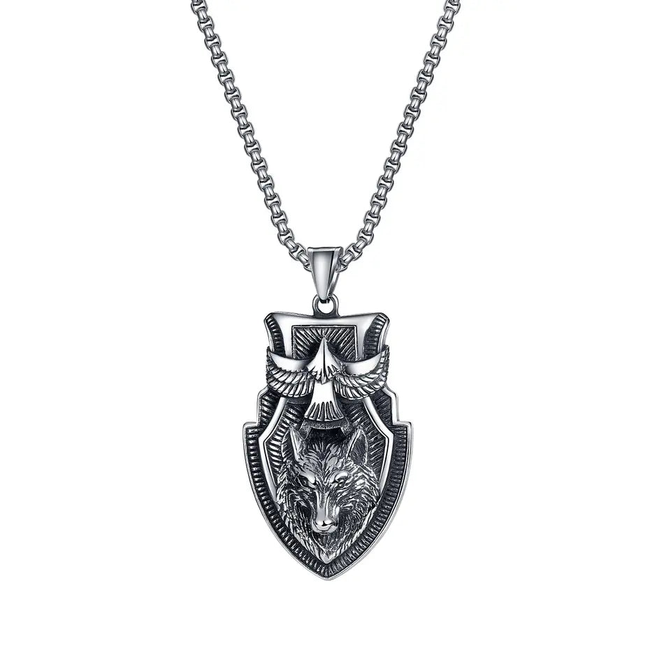 Chaine tgn773 tête de loup et aigle, 316L Stainless Steel pour homme