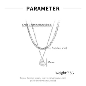 Collier double TGN697, pendantif en coeur, Stainless Steel, Elegant pour femme