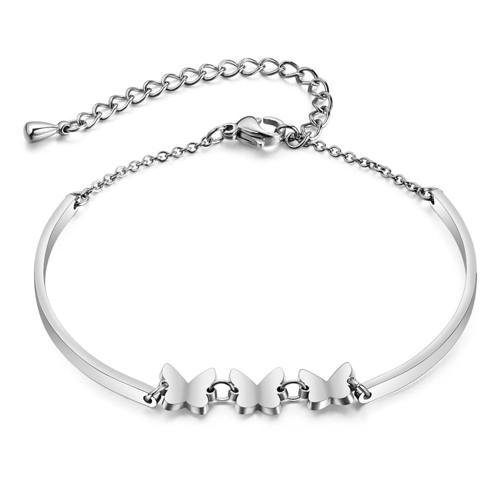 Bracelet avec breloque 3 papillons, en Stainless Steel, 316L