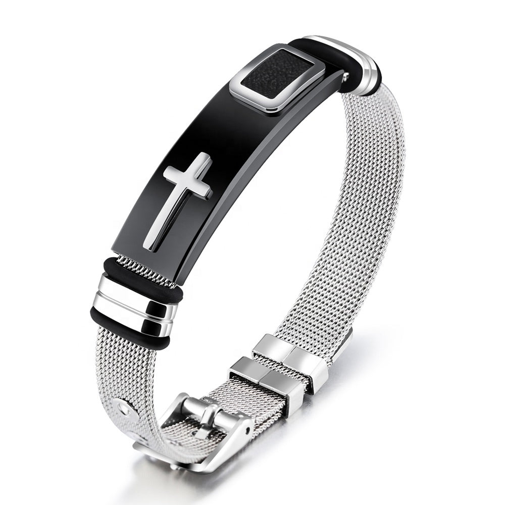 Bracelet tgb029 style plaque croix metallique en Stainless steel pour homme