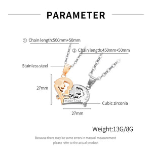 Chaine couple TGN636 demi-coeur pour homme et femme, Stainless Steel