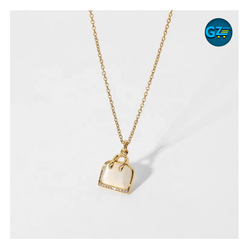 Chaine JDN20537 avec pendentif de pierre opale, 18K Gold plated stainless steel